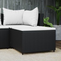 Vidaxl Patio Footrest With Cushion Black Poly Rattan