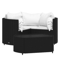 Vidaxl 4 Piece Patio Lounge Set With Cushions Black Poly Rattan