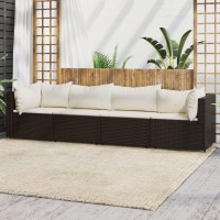 Vidaxl 4 Piece Patio Lounge Set With Cushions Brown Poly Rattan