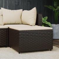 Vidaxl Patio Footrest With Cushion Brown Poly Rattan