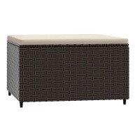 Vidaxl Patio Footrest With Cushion Brown Poly Rattan