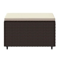 Vidaxl Patio Footrest With Cushion Brown Poly Rattan