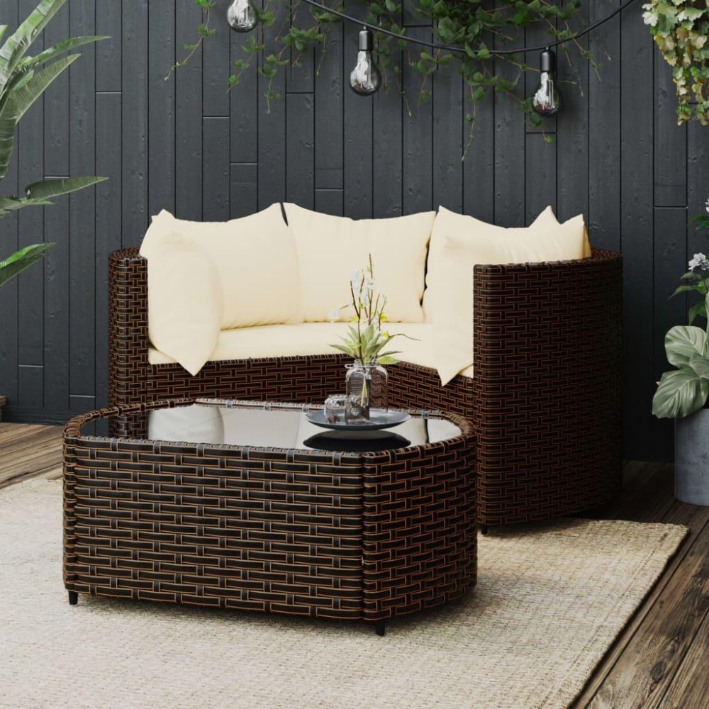 Vidaxl 4 Piece Patio Lounge Set With Cushions Brown Poly Rattan