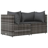 Vidaxl Patio Corner Sofas With Cushions 2 Pcs Gray Poly Rattan