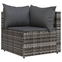 Vidaxl Patio Corner Sofas With Cushions 2 Pcs Gray Poly Rattan