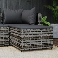 Vidaxl Patio Footrest With Cushion Gray Poly Rattan