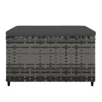 Vidaxl Patio Footrest With Cushion Gray Poly Rattan