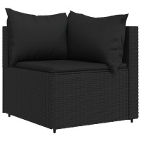 Vidaxl Patio Corner Sofa With Cushions Black Poly Rattan