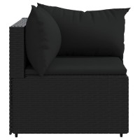 Vidaxl Patio Corner Sofa With Cushions Black Poly Rattan