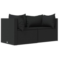 Vidaxl Patio Corner Sofas With Cushions 2 Pcs Black Poly Rattan