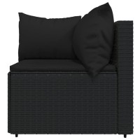 vidaXL 4 Piece Patio Lounge Set with Cushions Black Poly Rattan