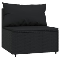 vidaXL 4 Piece Patio Lounge Set with Cushions Black Poly Rattan