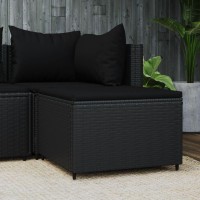 Vidaxl Patio Footrest With Cushion Black Poly Rattan