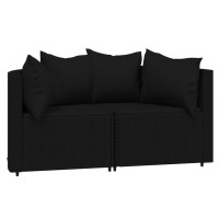 Vidaxl Patio Corner Sofas With Cushions 2 Pcs Black Poly Rattan