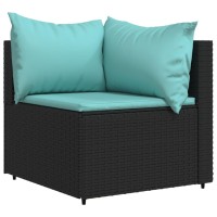 Vidaxl Patio Corner Sofa With Cushions Black Poly Rattan