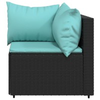 Vidaxl Patio Corner Sofa With Cushions Black Poly Rattan