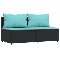Vidaxl 3 Piece Patio Lounge Set With Cushions Black Poly Rattan