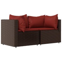 Vidaxl Patio Corner Sofas With Cushions 2 Pcs Brown Poly Rattan