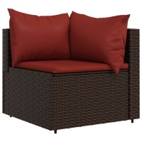 Vidaxl Patio Corner Sofas With Cushions 2 Pcs Brown Poly Rattan