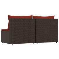 Vidaxl Patio Middle Sofas With Cushions 2 Pcs Brown Poly Rattan