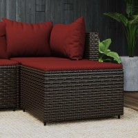 Vidaxl Patio Footrest With Cushion Brown Poly Rattan