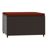 Vidaxl Patio Footrest With Cushion Brown Poly Rattan