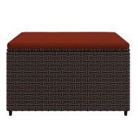 Vidaxl Patio Footrest With Cushion Brown Poly Rattan