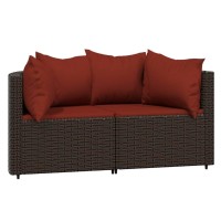 Vidaxl Patio Corner Sofas With Cushions 2 Pcs Brown Poly Rattan