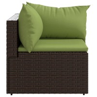 Vidaxl Patio Corner Sofa With Cushions Brown Poly Rattan