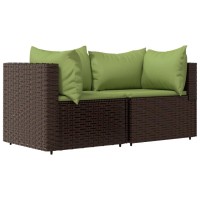 Vidaxl Patio Corner Sofas With Cushions 2 Pcs Brown Poly Rattan