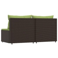 Vidaxl Patio Middle Sofas With Cushions 2 Pcs Brown Poly Rattan