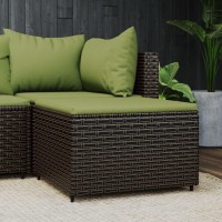 Vidaxl Patio Footrest With Cushion Brown Poly Rattan