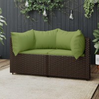 Vidaxl Patio Corner Sofas With Cushions 2 Pcs Brown Poly Rattan