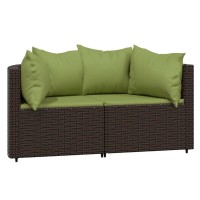 Vidaxl Patio Corner Sofas With Cushions 2 Pcs Brown Poly Rattan