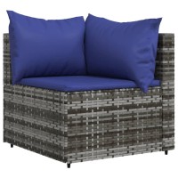 Vidaxl Patio Corner Sofa With Cushions Gray Poly Rattan