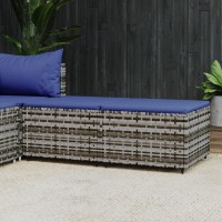 Vidaxl Patio Footrests With Cushions 2 Pcs Gray Poly Rattan