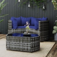 Vidaxl 4 Piece Patio Lounge Set With Cushions Gray Poly Rattan