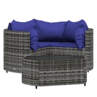 Vidaxl 4 Piece Patio Lounge Set With Cushions Gray Poly Rattan