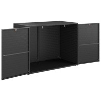 Vidaxl Garden Storage Cabinet Black 39.4X21.9X31.5 Poly Rattan