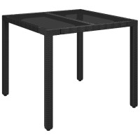 vidaXL Patio Table with Glass Top Black 35.4