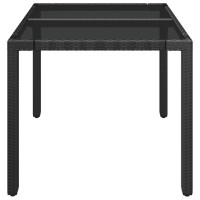 vidaXL Patio Table with Glass Top Black 35.4