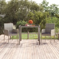 vidaXL Patio Table with Glass Top Gray 35.4