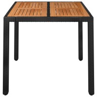 vidaXL Patio Table with Wooden Top Black 35.4