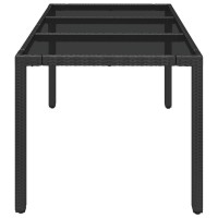 vidaXL Patio Table with Glass Top Black 59.1