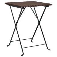 Vidaxl Folding Bistro Table Brown 21.7X21.3X28 Poly Rattan