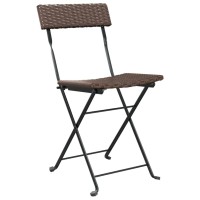 Vidaxl Folding Bistro Chairs 2 Pcs Brown Poly Rattan And Steel