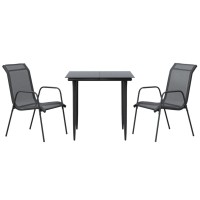 vidaXL 3 Piece Patio Dining Set Black Steel and Textilene