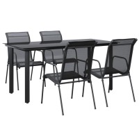 Vidaxl 5 Piece Patio Dining Set Black Steel And Textilene