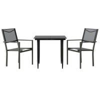 vidaXL 3 Piece Patio Dining Set Black Steel and Textilene