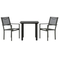 vidaXL 3 Piece Patio Dining Set Black Steel and Textilene